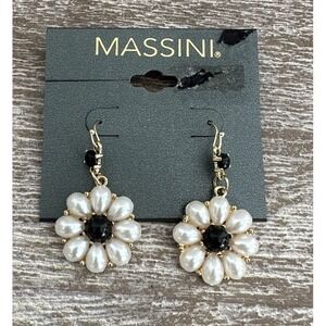 NEW Pearl & Gem Flower Dangle Earrings Statement Earring Cottagecore Boho